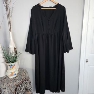 Black Long Sleeve Vneck Maxi Dress 0xl